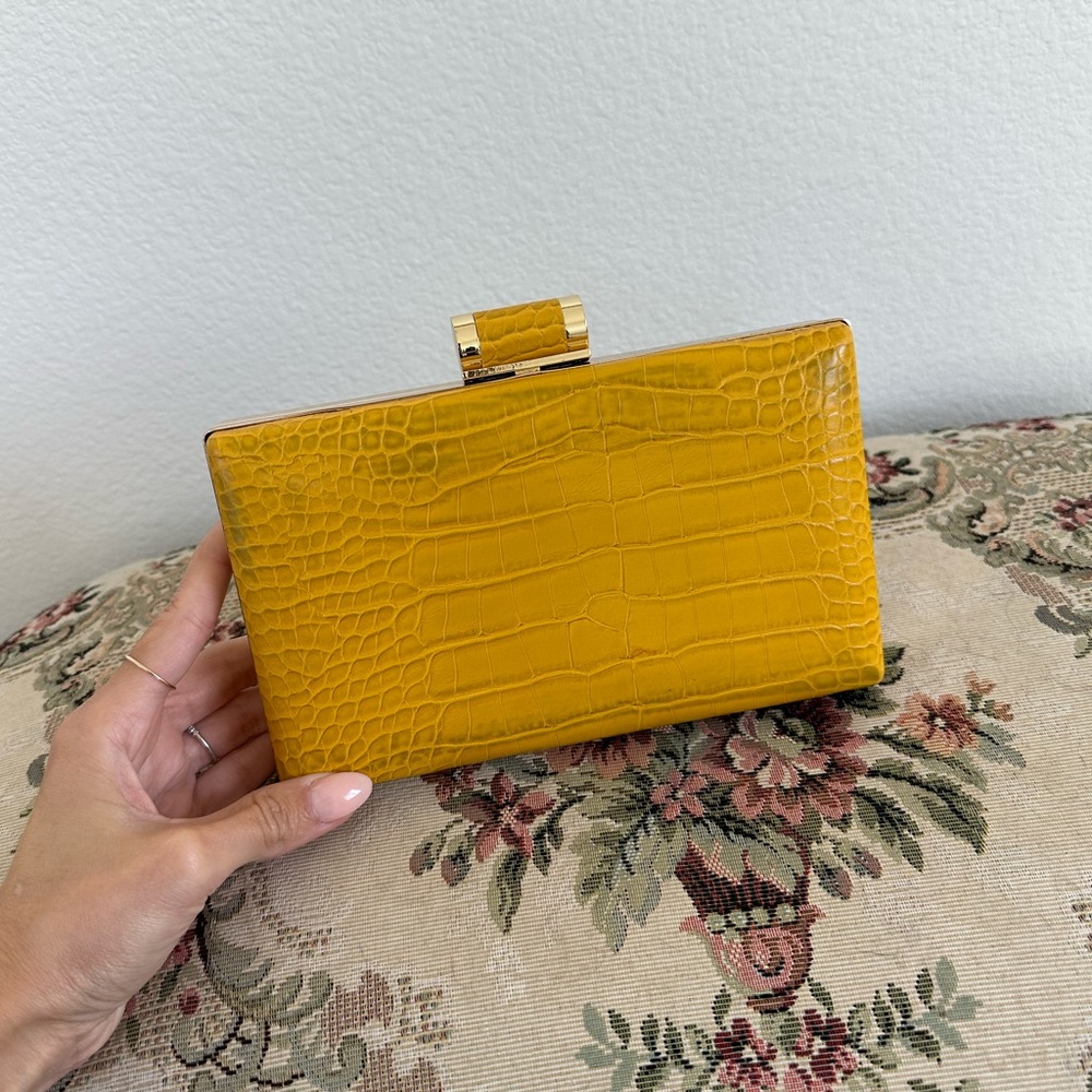 Mustard color evening clutch